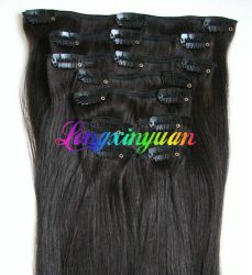 Brazilian hair clip in human hair extensions