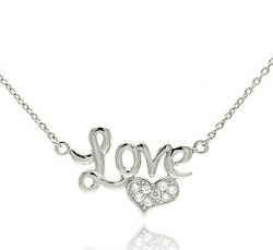 Women\'s Sterling Silver Love Cz Fashion Necklace