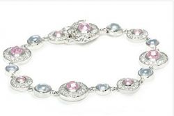 Lavender&pink Cz Bracelet,925 Silver Jewelry