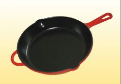 Cast iron enamel fry pan