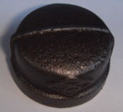 black malleable iron pipe fitting cap