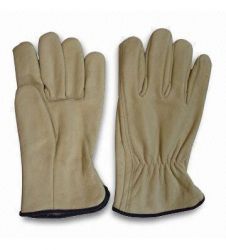 10\" Yellow Cowhide Grain Leather Driving Gloves