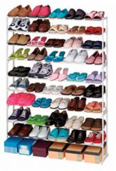 50-pair metal and plastic shoe rack