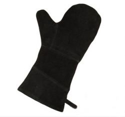 16\" Black Cowhide Split Leather Bbq Gloves