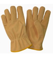 10.5\" Yellow Cowhide Grain Leather Driving Gloves