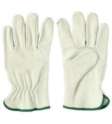 10.5\" White Cowhide Grain Leather Driving Gloves