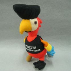 Pirate Plush Toy Parrot With Black Vest