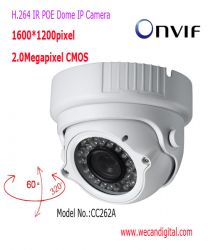 H.264 2megapixel Infrared Poe Dome Ip Camera 