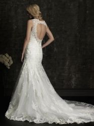 Sexy high-low lace wedding dress