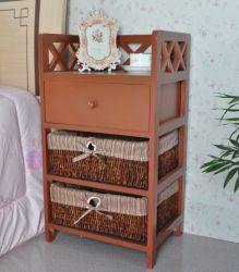 Rattan wood cabinet with maize basket