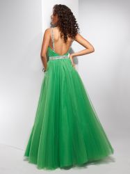 Beaded Sweetheart Babygreen tulle EveningDresses