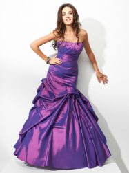 Taffeta Applique Spaghetti Strap prom gowns