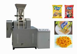 Rotary head corn snacks extruder