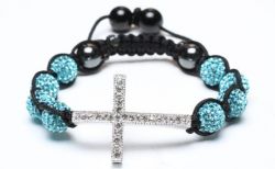 Blue Shadow Crystal Alloy Beaded Cuff Bracelets 10