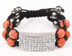Fashion Crystal Double Rows Bracelet 10mm Orange