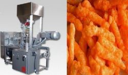 Rotary head corn snacks extruder