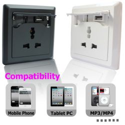 Combination USB Charger with Tamper Resistant Rece