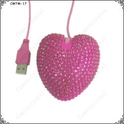 Wired Pink Crystal Rhinestone Optical Mouse