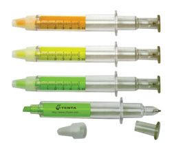 2 In 1 Syringe Highlighter And Ball Pen