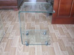 Bent Glass Side Table For Glass Furniture