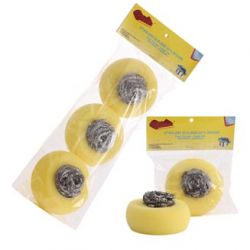 Stainless Steel Scourer With Sponge Outside