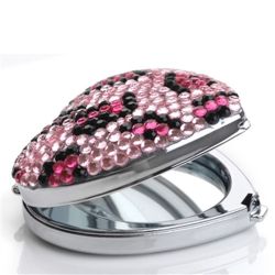 Pink&Black Zebra Crystal Rhinestone Compact Mirror