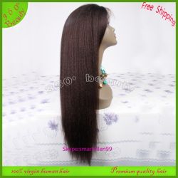 Top Quality Yaki Straight Human Hair Full Lace Wig