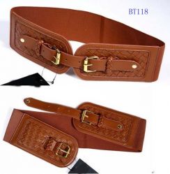 Women Braiding Pu Belts Elastic Belt Bt118