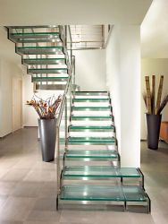 Stainless Steel Straight Stringer Glass Staircase