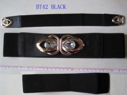 Lady New Pu Belt Stone Buckle Elastic Belt Bt42