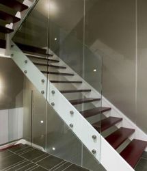 Stainless Steel  Stringer Glass Staircase