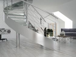 Stainless Steel Curved Glass Staircase