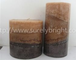 snowfrost layer effect pillar candle, christmas