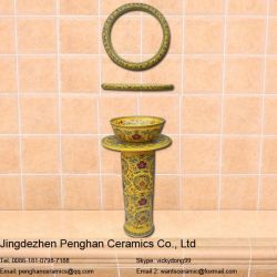 Jingdezhen Famille Rose Ceramic Pedestal Sinks