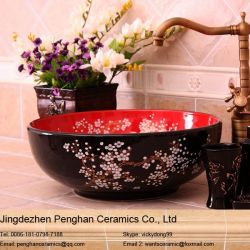 Factory Direct Famille Rose Ceramic Wash Basin 