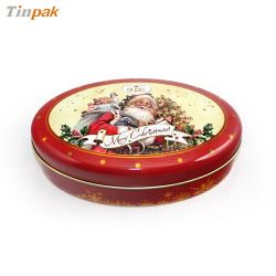 Fancy Oval Shaped  Christmas Tin Box