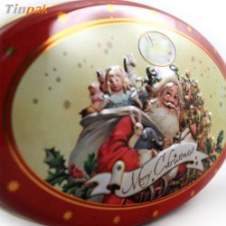fancy oval shaped  christmas tin box