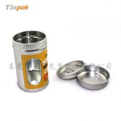 round tinplate ashtray box with inner lid