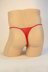 Red Men String Thong with Ring