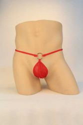 Red Men String Thong With Ring